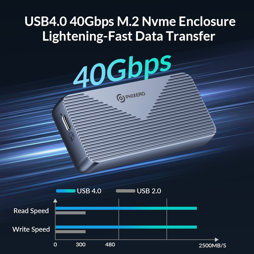 Thunderbolt 4 External Ssd 4Tb - PHIXERO, caixa externa para SSD M.2