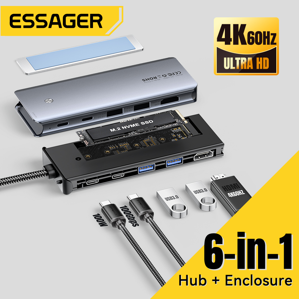 Ssd Hard Drive - Essager USB C Hub com gabinete